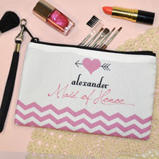 Personalized Modern Wedding Pink Gray Heart Wristlet Bag (Medium Inch)