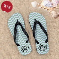 Create My Own Personalized Green Chevron Zigzag, Women's Medium Flip Flop Sandals