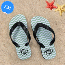Design My Own Personalized Green Chevron Zigzag, Kid's Medium Flip Flops