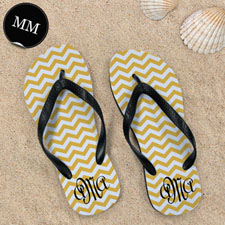 Design My Own Customizable Yellow Chevron Stripe  , Men Medium Flip Flop Sandals
