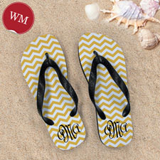 Create My Own Customizable Yellow Chevron Stripe, Women's Medium Flip Flop Sandals