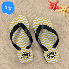 Design My Own Customizable Yellow Chevron Strip, Kid's Medium Flip Flops