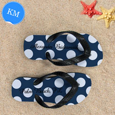Design My Own Personalized Navy Polka Dot, Kids' Medium Flip Flops