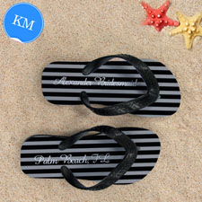 Design My Own Chic Black Stripes With Name, Kids' Medium Flip Flops