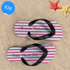 Design My Own Carol White Stripes Custom Name, Kids' Medium Flip Flops
