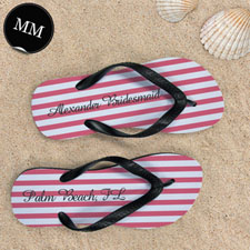 Design My Own Carol White Stripes Custom Name, Men's Medium Flip Flop Sandals