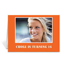 Custom Classic Orange Photo Birthday Cards, 5X7 Folded