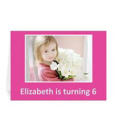 Custom Hot Pink Photo Birthday Cards, 5X7 Folded
