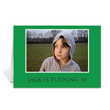 Custom Classic Green Photo Birthday Cards, 5X7 Folded