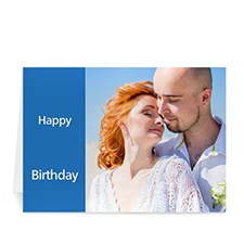 Custom Classic Blue Photo Birthday Cards, 5X7 Folded Modern