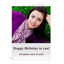 Custom Classic White Photo Birthday Cards, 5X7 Portrait Folded Simple