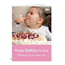 Custom Baby Pink Photo Birthday Cards, 5X7 Portrait Folded Simple
