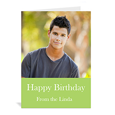 Custom Birthday Lime Photo Cards, 5X7 Portrait Folded Simple