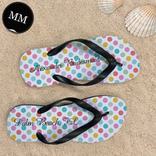 Design My Own Modern Dots With Custom Name, Men's Medium Flip Flop Sandals