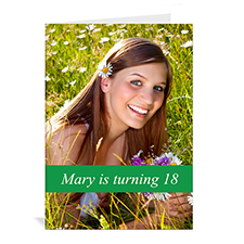 Custom Classic Green Photo Birthday Cards, 5X7 Portrait Folded Causal