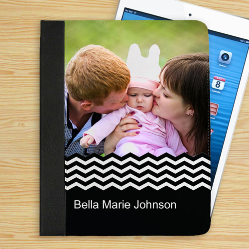 Personalized Black Chevron Personalized Photo Folio Case