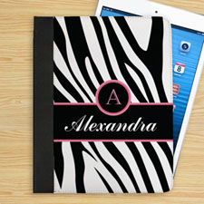 Personalized Black Zebra Pattern Personalized Name & Initial Folio Case