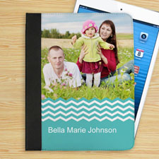 Personalized Aqua Chevron Personalized Photo Folio Case