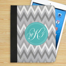 Personalized White Grey Zigzag Chevron Custom Monogrammed Folio Case