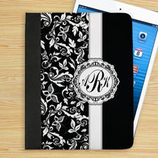 Personalized Black Damask Personalized Monogrammed Folio Case