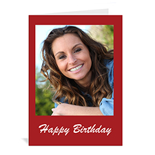 Custom Classic Red Photo Birthday Cards, 5X7 Portrait Folded