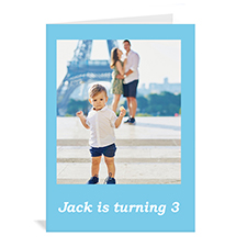 Custom Baby Blue Photo Birthday Cards, 5X7 Portrait Folded