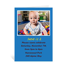 Custom Classic Blue Photo Birthday Cards, 5X7 Portrait Folded