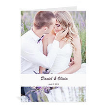 Custom Classic White Wedding Photo Cards, 5X7 Portrait Folded Causal